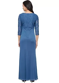 Women's Long Empire Waist Dress With Cascade Skirt