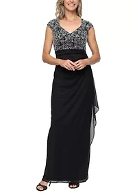 Women's Cap Sleeve Long Empire Waist Dress