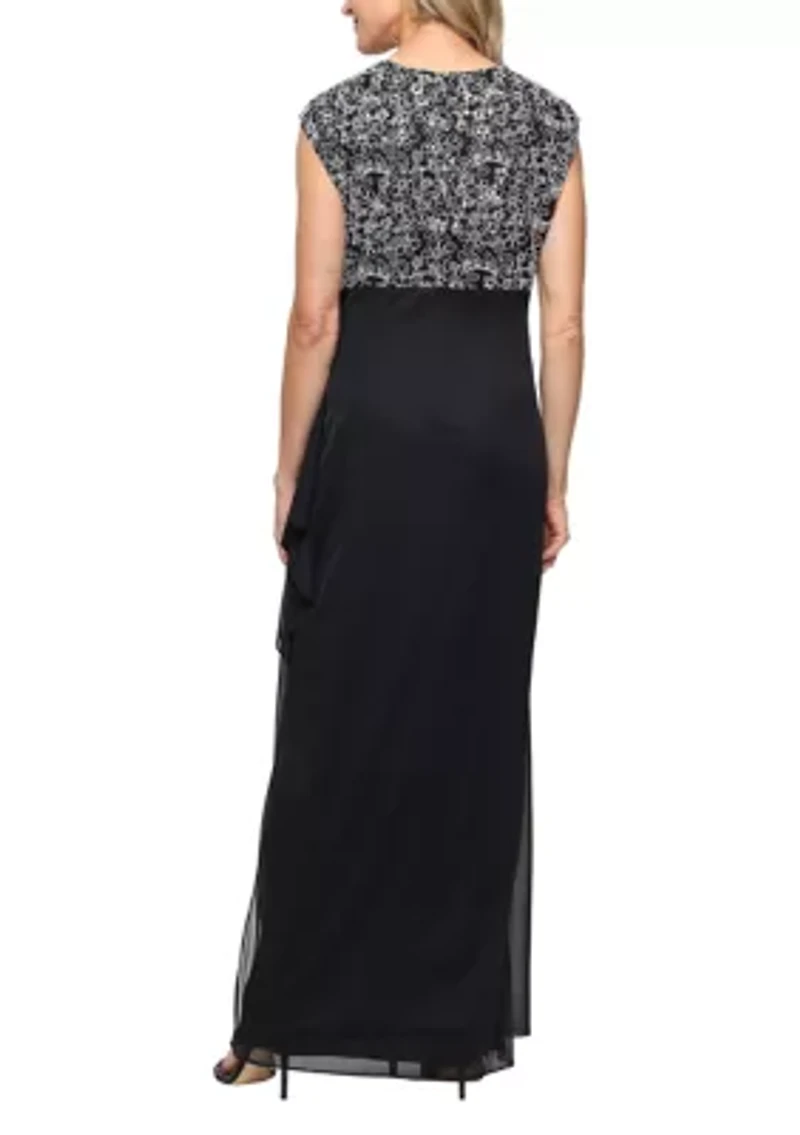 Women's Cap Sleeve Long Empire Waist Dress