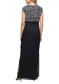 Women's Cap Sleeve Long Empire Waist Dress