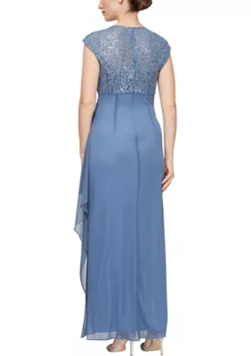 Women's Cap Sleeve Long Empire Waist Dress