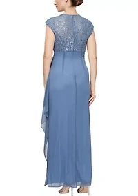 Women's Cap Sleeve Long Empire Waist Dress