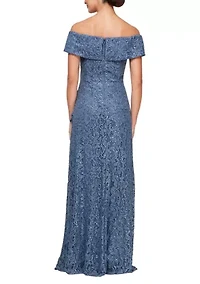 Women's Long Off the Shoulder Sequin Lace Dress