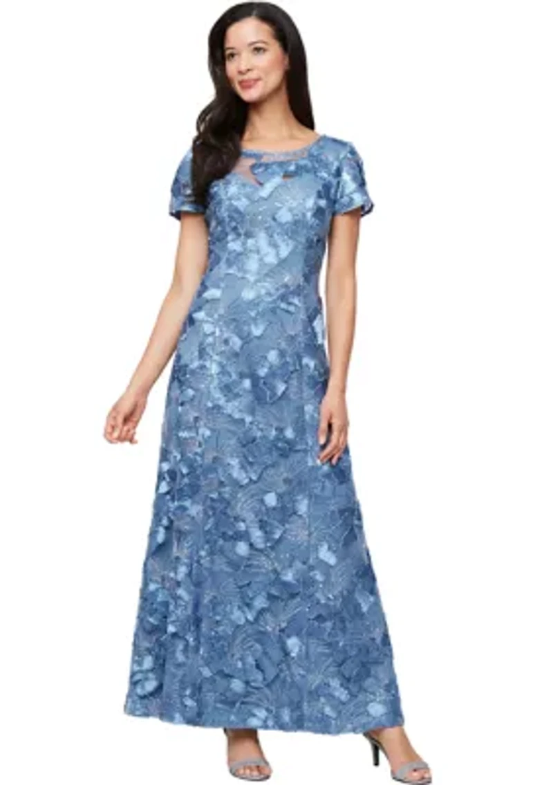 Women's Long Soutache A-Line Dress