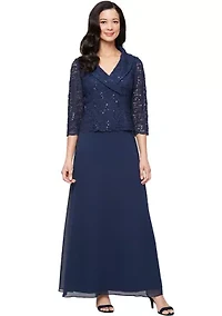 Women's Long Stretch Lace Mock Dress