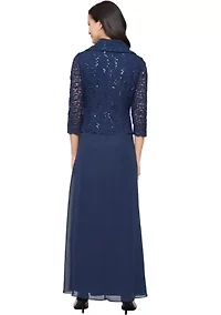 Women's Long Stretch Lace Mock Dress