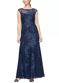 Women's Embroidered Dress with Godet Detail Skirt