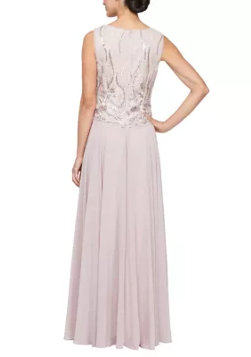 Women's 3/4 Sleeve Embroidered Dress and Jacket Set