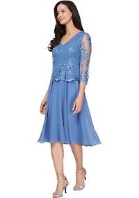 Women's Midi Embroidered Mock Dress