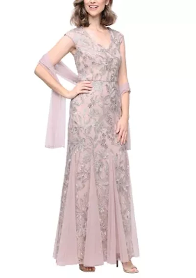 Women's V-Neck Embroidered Dress