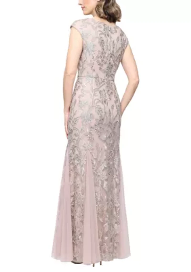 Women's V-Neck Embroidered Dress