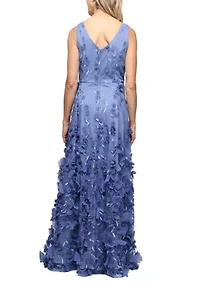 Women's Long Sleeveless 3D Embroidered A-Line Dress