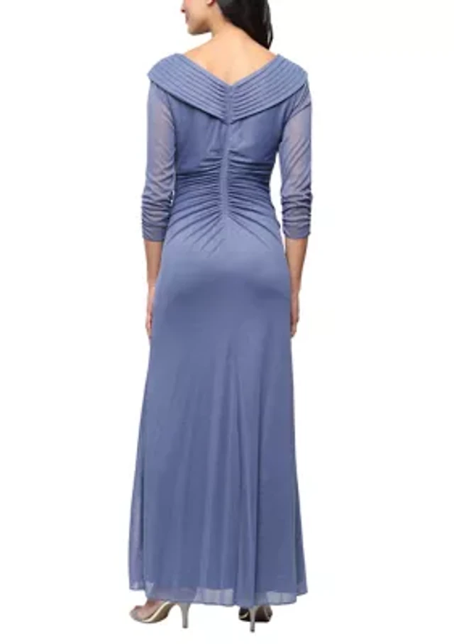 alex evenings portrait collar mesh dress Alex Evenings Glitter Mesh Dress with Portrait Collar Neckline Black / 14