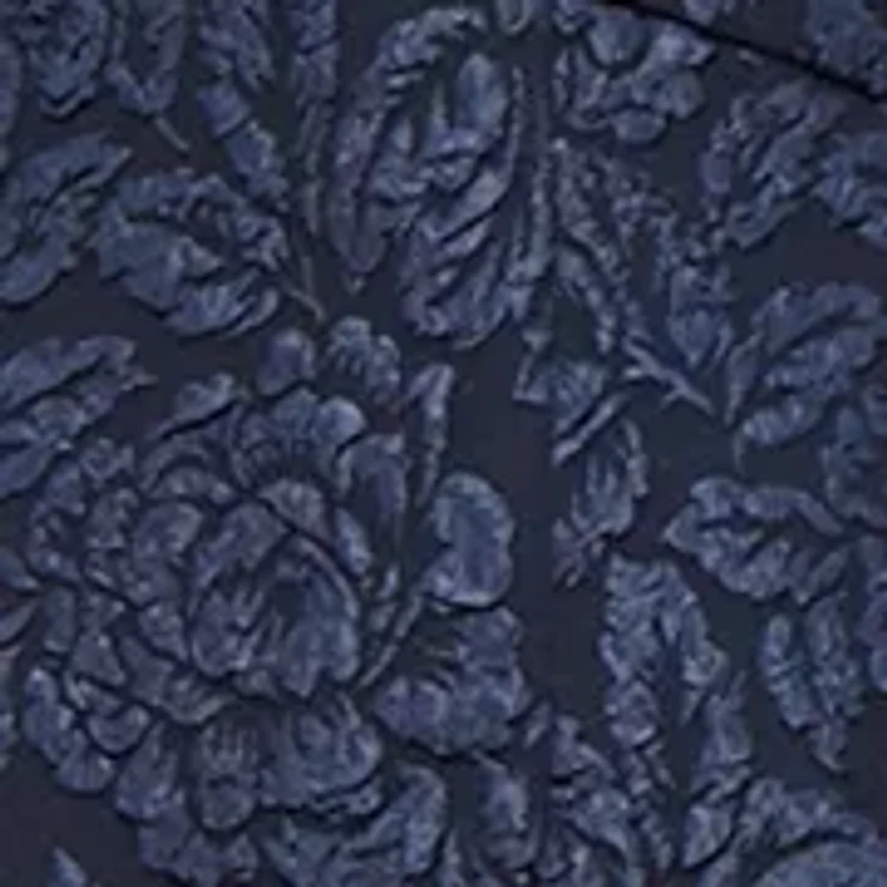 Women's Tea Length Textured Jacquard Mock Jacket Dress