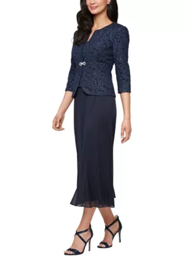 alex evenings jacket dress Alex Evenings Faux Jacket Dress - Navy