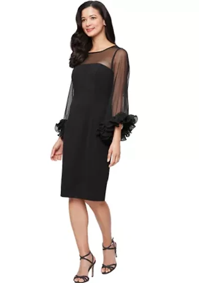 Women's Short Stretch Crepe Sheath Dress