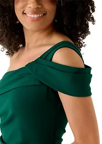 Women's Stretch Crepe One Shoulder Dress