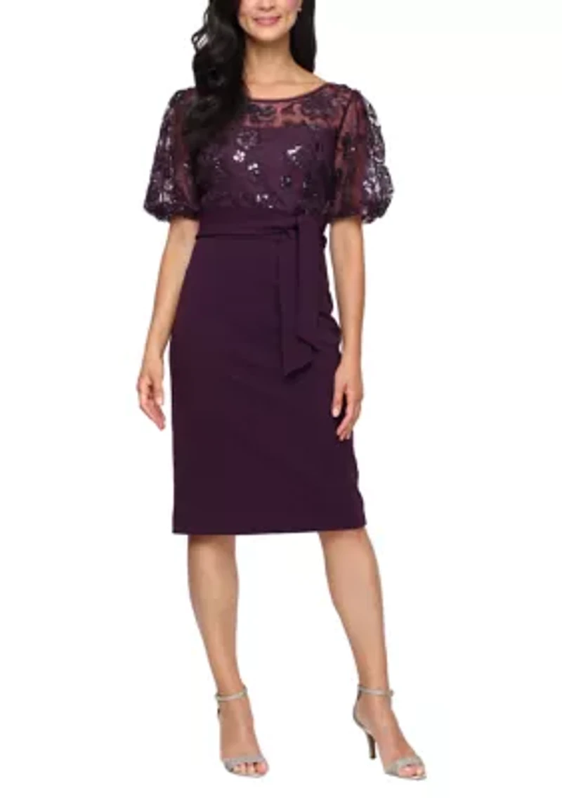 Women's Short Stretch Crepe Sheath Dress