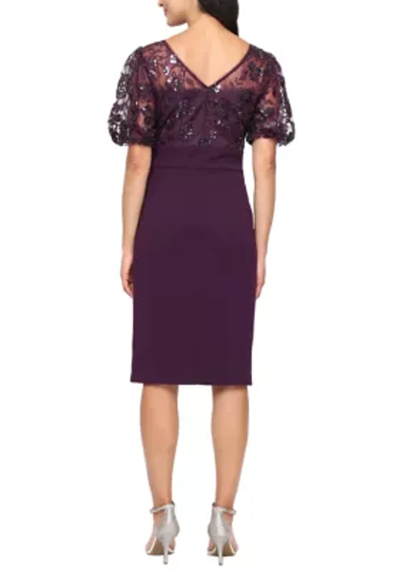 Women's Short Stretch Crepe Sheath Dress