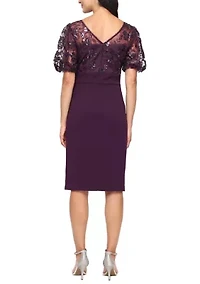 Women's Short Stretch Crepe Sheath Dress