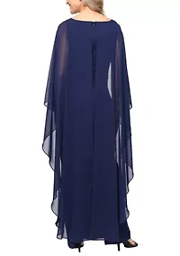 Women's Crepe Column Dress with Cape