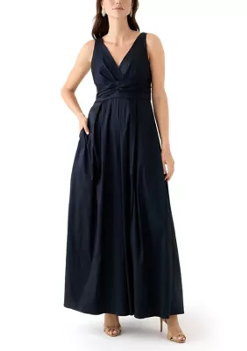 Women's Sleeveless Long Stretch Taffeta Dress
