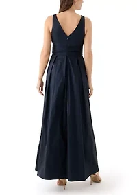 Women's Sleeveless Long Stretch Taffeta Dress