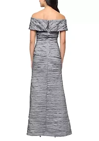 Women's Crinkle Stretch Taffeta Off the Shoulder Dress