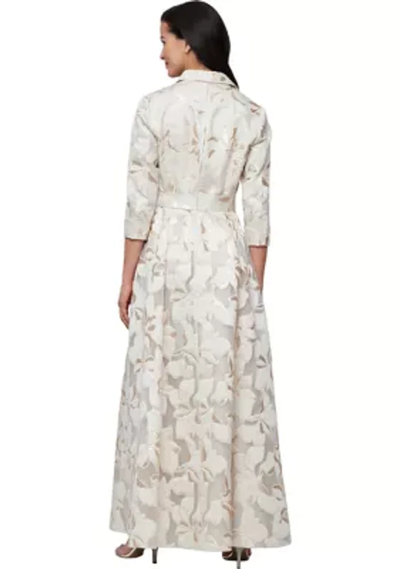 Women's Long Jacquard Ballgown