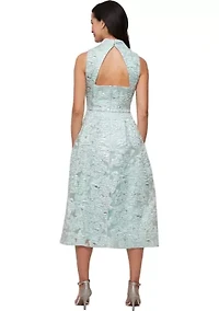 Women's Midi Metallic Jacquard A-Line Dress