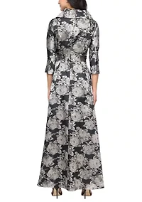 Women's Long Printed Jacquard Shirt Dress