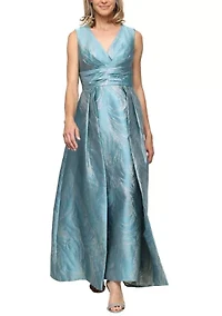 Women's Sleeveless Jacquard Column Gown