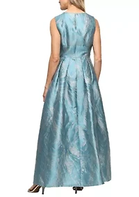 Women's Sleeveless Jacquard Column Gown