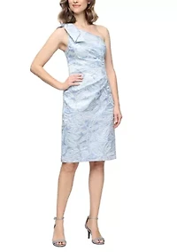Women's One Shoulder Jacquard Sheath Dress