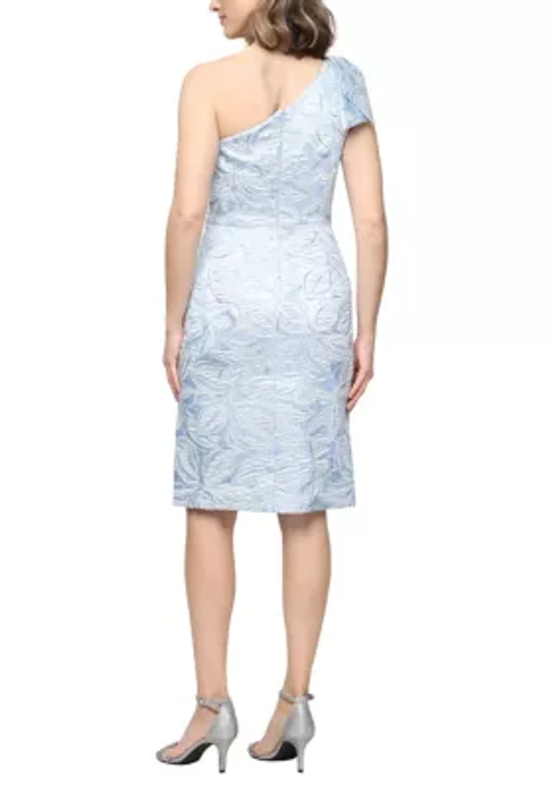 Women's One Shoulder Jacquard Sheath Dress