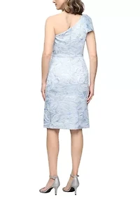Women's One Shoulder Jacquard Sheath Dress