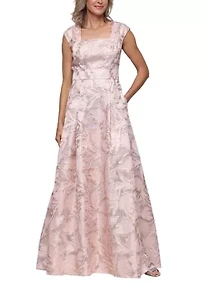 Women's Sleeveless Jacquard Empire Waist Gown