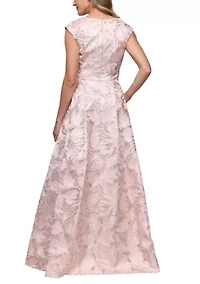 Women's Sleeveless Jacquard Empire Waist Gown