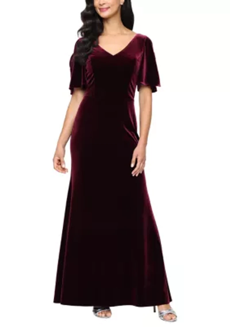 Women's Long Stretch Velvet Mermaid Dress