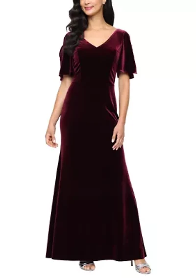 Women's Long Stretch Velvet Mermaid Dress