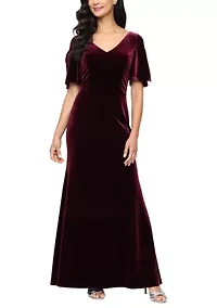 Women's Long Stretch Velvet Mermaid Dress