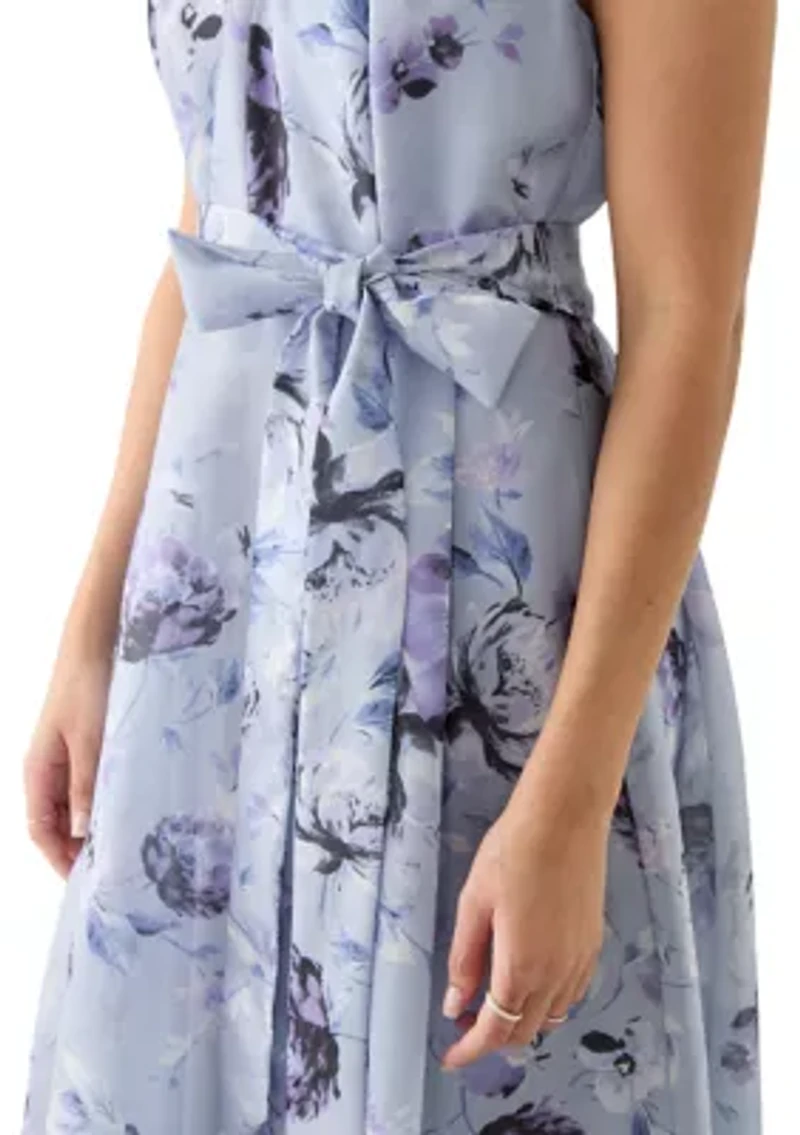 Women's Floral Printed Halter Neck Gown