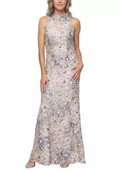 Women's Sleeveless Stretch Sequin Gown
