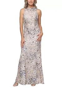 Women's Sleeveless Stretch Sequin Gown