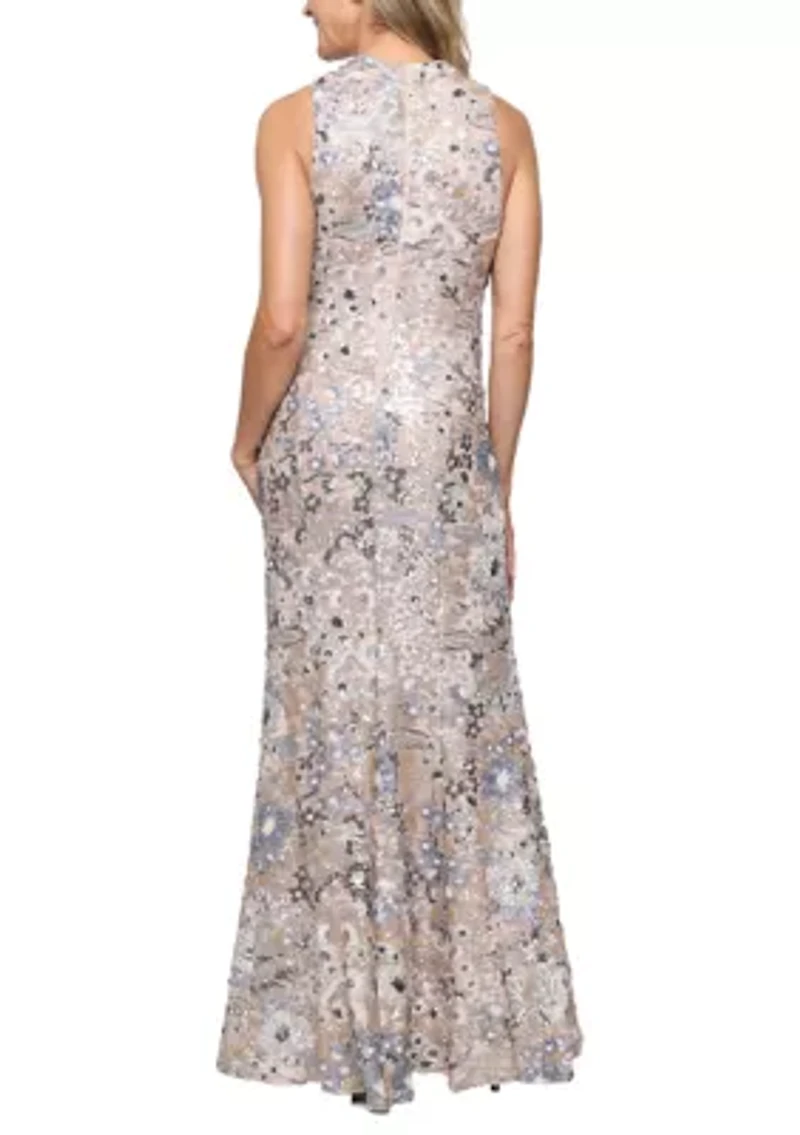 Women's Sleeveless Stretch Sequin Gown