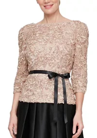 Women's Soutache Blouse with 3/4 Puff Sleeves