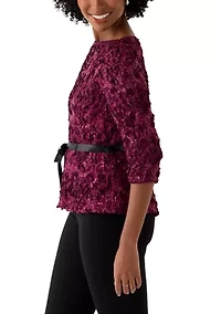 Women's Soutache Blouse with 3/4 Puff Sleeves