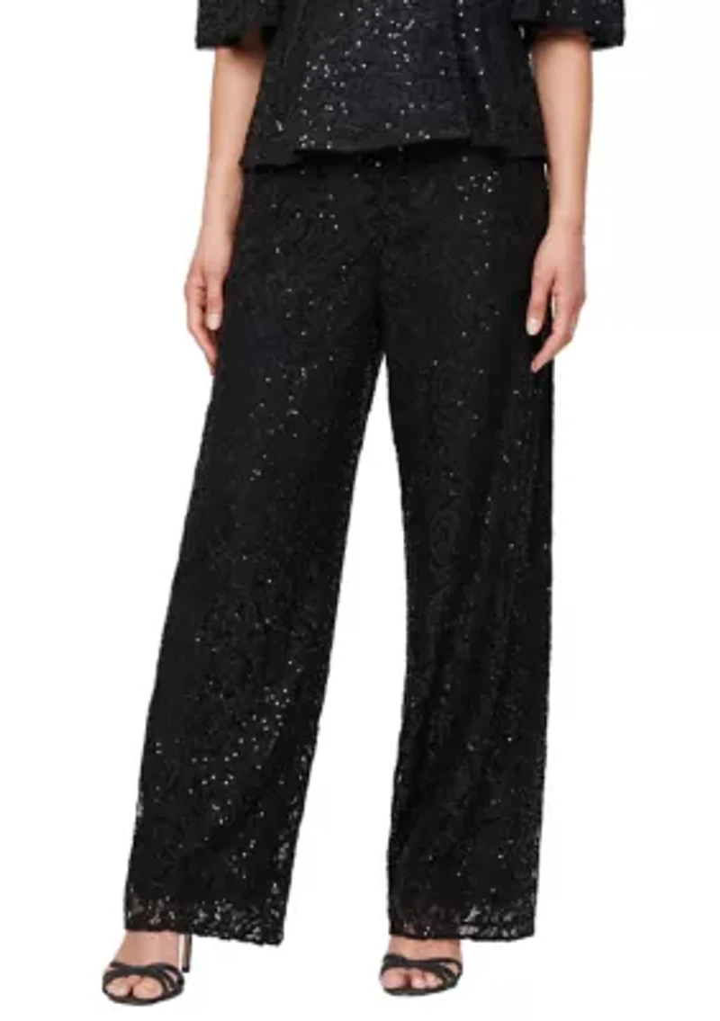 Women's Sequin Lace Wide Leg Pants