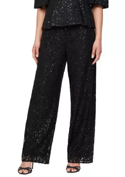 Women's Sequin Lace Wide Leg Pants
