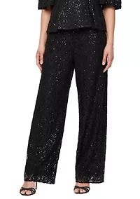 Women's Sequin Lace Wide Leg Pants